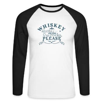 Whiskey shots on the rocks - Unisex Long Sleeve Baseball T-Shirt - white/black - Front - Nik (191cm)
