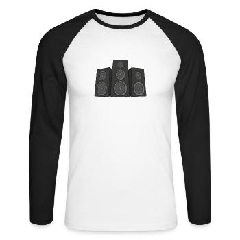 Sprecher - Unisex Baseballshirt langarm - Weiß/Schwarz - Vorne - Nik (191cm)