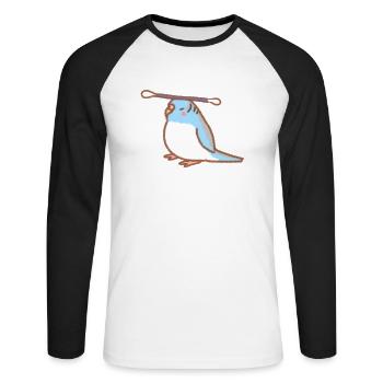 perruche avec qtip - T-shirt baseball manches longues Homme - blanc/noir - Devant - Nik (191cm)