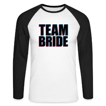 Équipe mariée 3D - T-shirt baseball manches longues Homme - blanc/noir - Devant - Nik (191cm)
