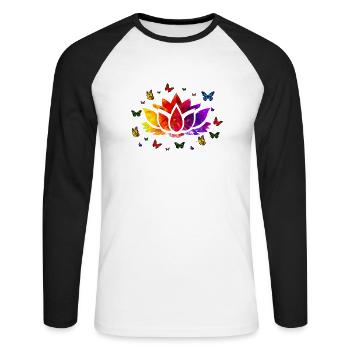 I love the Lotus Flower, Lotus, Lotus Hoodies, Lot - Unisex Long Sleeve Baseball T-Shirt - white/black - Front - Nik (191cm)