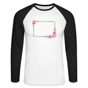 Rahmen mit Blumen - Unisex Baseballshirt langarm - Weiß/Schwarz - Vorne - Nik (191cm)