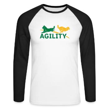 AGILITY - T-shirt baseball manches longues Homme - blanc/noir - Devant - Nik (191cm)