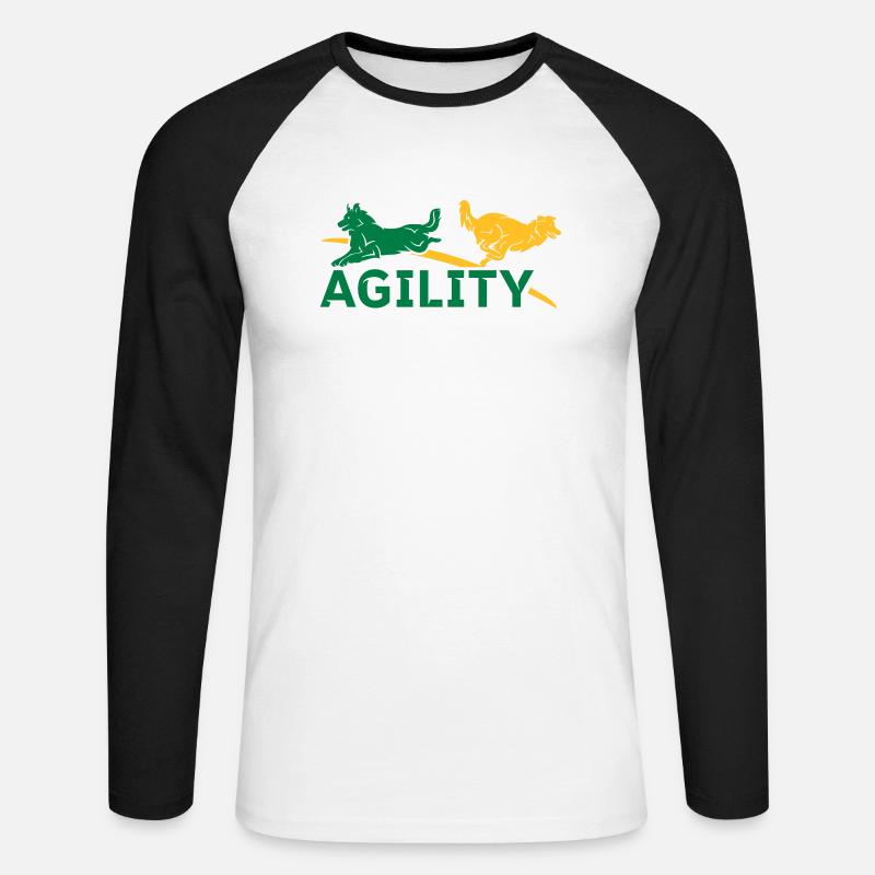 AGILITY - Unisex Baseballshirt langarm - Weiß/Schwarz