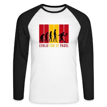 Evolucion Padel Design pour tous paddle espagne - T-shirt baseball manches longues Homme - blanc/noir - Devant - Nik (191cm)