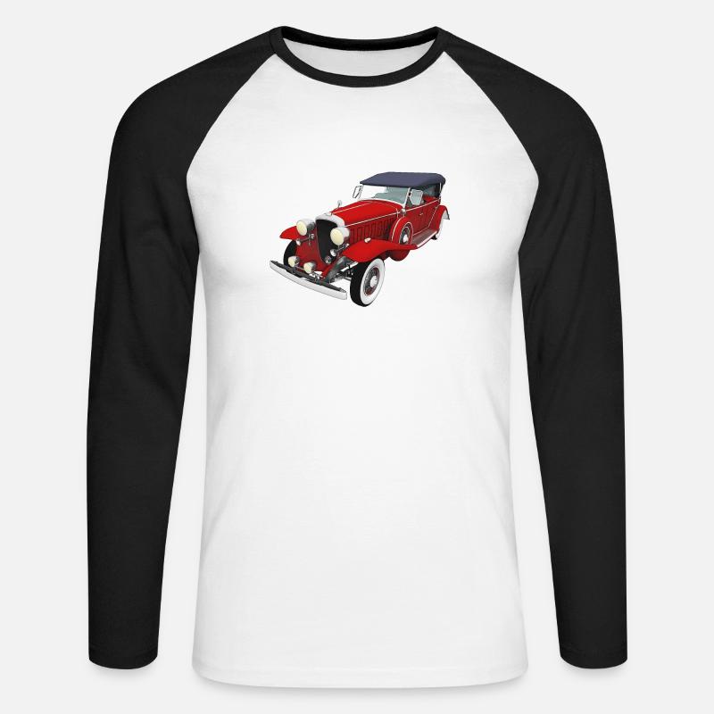 Oldtimer, Auto, Automobil - Unisex Baseballshirt langarm - Weiß/Schwarz