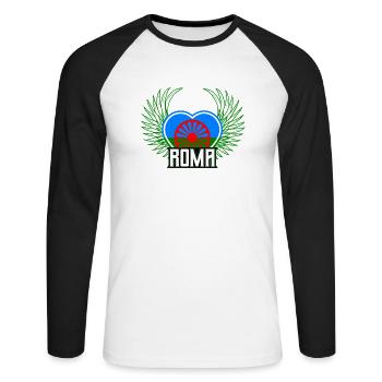 Roma - T-shirt baseball manches longues Homme - blanc/noir - Devant - Nik (191cm)