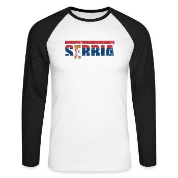 Serbien - Unisex Baseballshirt langarm - Weiß/Schwarz - Vorne - Nik (191cm)