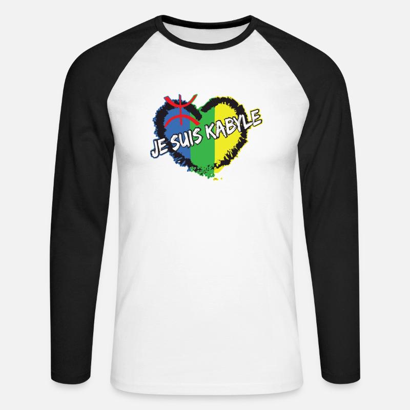 ICH BIN KABYLE - Unisex Baseballshirt langarm - Weiß/Schwarz