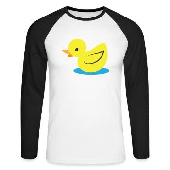 Little angry yellow duck - Unisex Long Sleeve Baseball T-Shirt - white/black - Front - Nik (191cm)