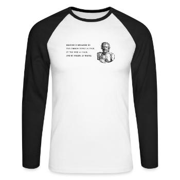 Religion par Sénèque - T-shirt baseball manches longues Homme - blanc/noir - Devant - Nik (191cm)