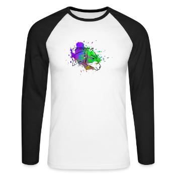 Pferdekopf - Unisex Baseballshirt langarm - Weiß/Schwarz - Vorne - Nik (191cm)