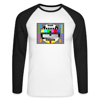 Test Image Status no signal Screen Display Geek - Unisex Long Sleeve Baseball T-Shirt - white/black - Front - Nik (191cm)