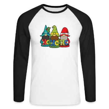 Ho Ho Ho Gnome - Unisex Long Sleeve Baseball T-Shirt - white/black - Front - Nik (191cm)
