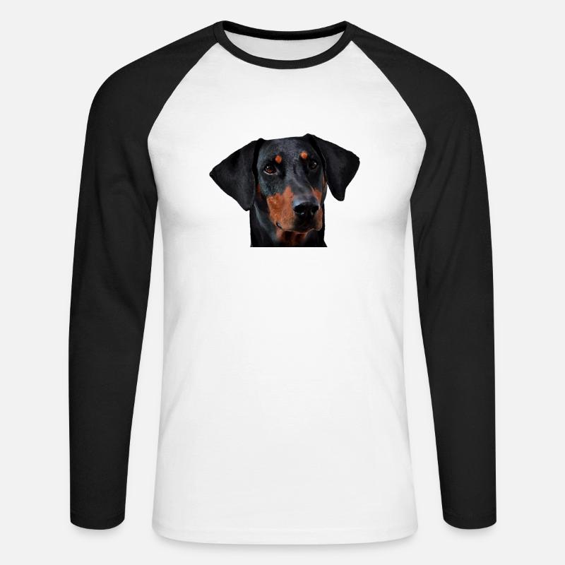 Dobermann - Unisex Baseballshirt langarm - Weiß/Schwarz