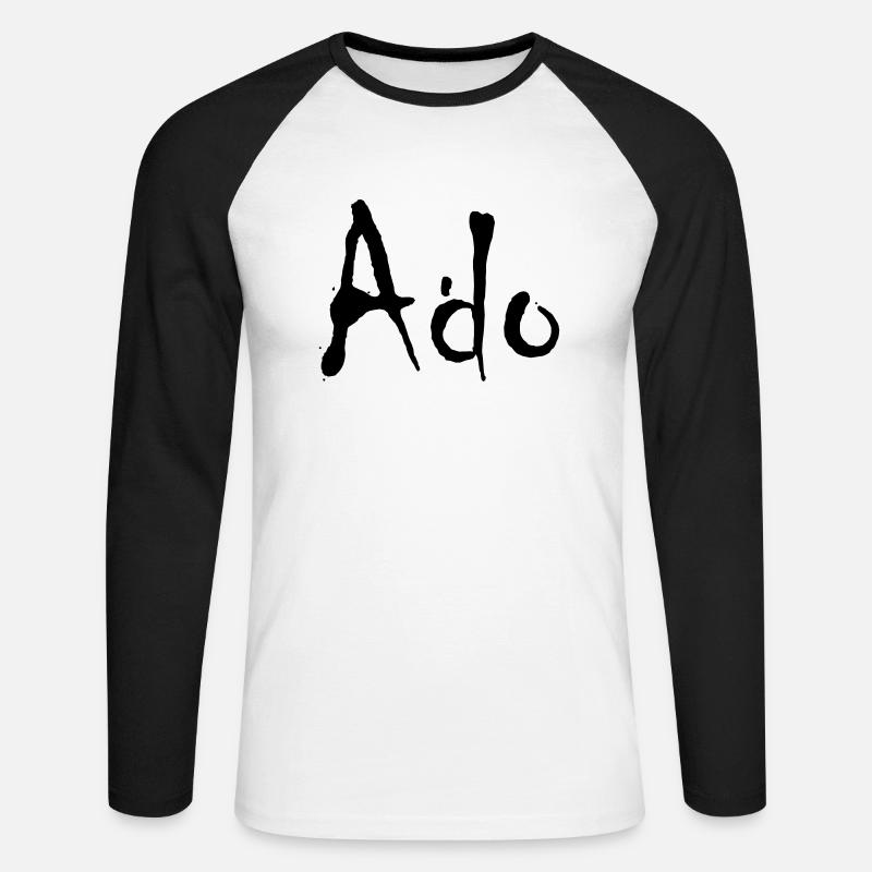 ado - Unisex Baseballshirt langarm - Weiß/Schwarz
