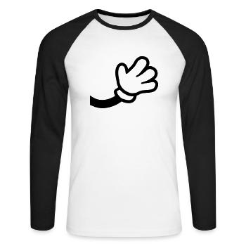 Comic Hand Winkend - Unisex Baseballshirt langarm - Weiß/Schwarz - Vorne - Nik (191cm)