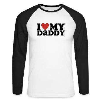 J’aime mon papa - T-shirt baseball manches longues Homme - blanc/noir - Devant - Nik (191cm)