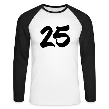 25 - T-shirt baseball manches longues Homme - blanc/noir - Devant - Nik (191cm)
