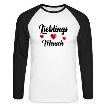 Lieblings Mensch - Unisex Baseballshirt langarm - Weiß/Schwarz - Vorne - Nik (191cm)