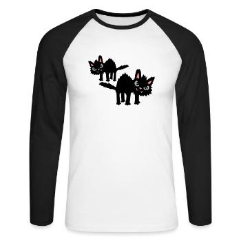 Team lustige Katzen - Unisex Baseballshirt langarm - Weiß/Schwarz - Vorne - Nik (191cm)