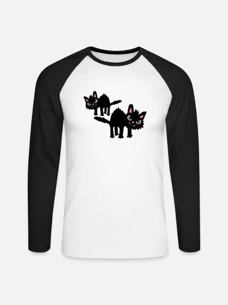Team funny cats - Unisex Long Sleeve Baseball T-Shirt - white/black