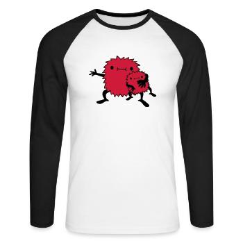 Monster Kind Familie - Unisex Baseballshirt langarm - Weiß/Schwarz - Vorne - Nik (191cm)
