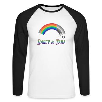 Heartstopper Regenbogen Darcy und Tara LBGTQIA+ - Unisex Baseballshirt langarm - Weiß/Schwarz - Vorne - Nik (191cm)