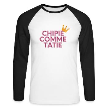 chipie comme tatie - T-shirt baseball manches longues Homme - blanc/noir - Devant - Nik (191cm)