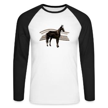 Pferd - Unisex Baseballshirt langarm - Weiß/Schwarz - Vorne - Nik (191cm)