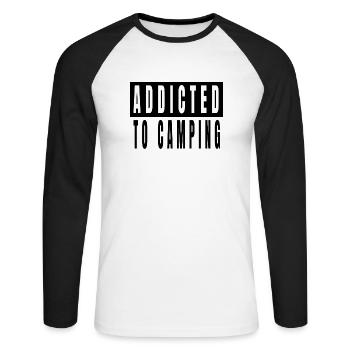 randonnée anniversaire cadeau idée camping devis montagnes - T-shirt baseball manches longues Homme - blanc/noir - Devant - Nik (191cm)