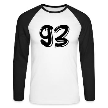 93 - T-shirt baseball manches longues Homme - blanc/noir - Devant - Nik (191cm)