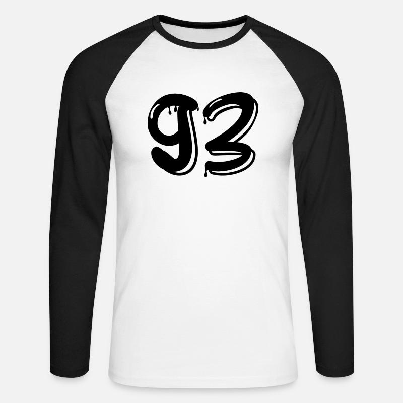 93 - Unisex Baseballshirt langarm - Weiß/Schwarz