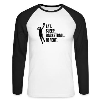 Club de basket-ball Amateurs de basket-ball Joueurs de basket-ball - T-shirt baseball manches longues Homme - blanc/noir - Devant - Nik (191cm)