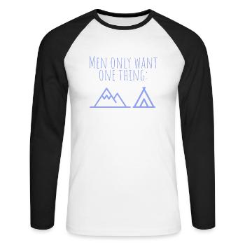 MowoT Zelt am Berg - Unisex Baseballshirt langarm - Weiß/Schwarz - Vorne - Nik (191cm)