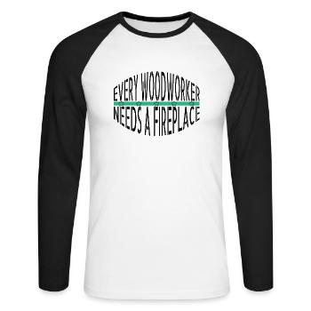 lumber job chainsaw carpenter - Unisex Baseballshirt langarm - Weiß/Schwarz - Vorne - Nik (191cm)