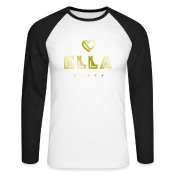 Ella Herz - Unisex Baseballshirt langarm - Weiß/Schwarz - Vorne - Nik (191cm)