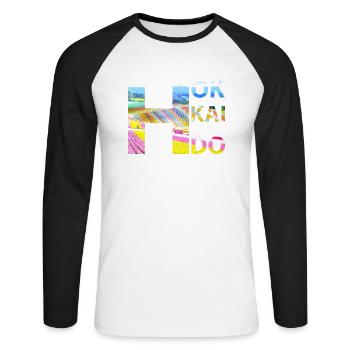 Hokkaido - T-shirt baseball manches longues Homme - blanc/noir - Devant - Nik (191cm)