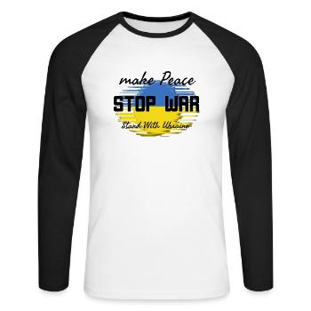 Make peace Stop War - T-shirt baseball manches longues Homme - blanc/noir - Devant - Nik (191cm)