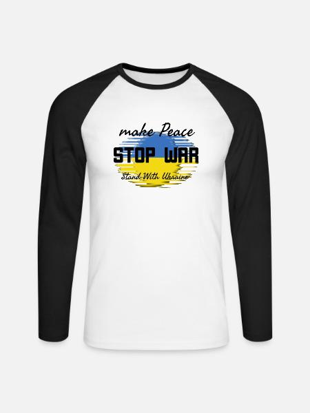 Make peace Stop War - T-shirt baseball manches longues Homme - blanc/noir