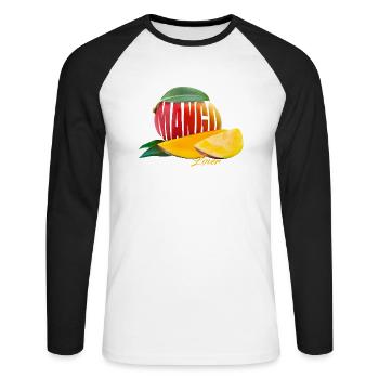 Mango Lover - Das Obst mit Urlaubsfeeling - Unisex Baseballshirt langarm - Weiß/Schwarz - Vorne - Nik (191cm)