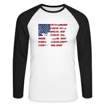 Awesome Vintage Patriotic Archery T-Shirt Present - Unisex Baseballshirt langarm - Weiß/Schwarz - Vorne - Nik (191cm)