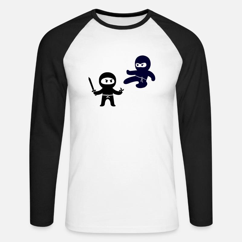 Ninjas - Unisex Baseballshirt langarm - Weiß/Schwarz
