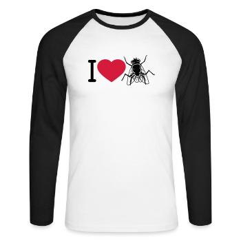 I Love Housefly Heart - Unisex Long Sleeve Baseball T-Shirt - white/black - Front - Nik (191cm)
