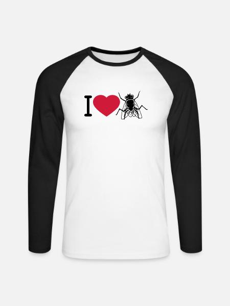 I Love Housefly Heart - Unisex Long Sleeve Baseball T-Shirt - white/black