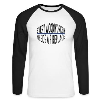 carpenter work tshirts construction carpenter - Unisex Long Sleeve Baseball T-Shirt - white/black - Front - Nik (191cm)