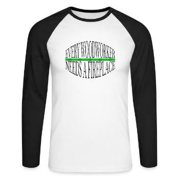 woodworking forest work blogger - Unisex Long Sleeve Baseball T-Shirt - white/black - Front - Nik (191cm)