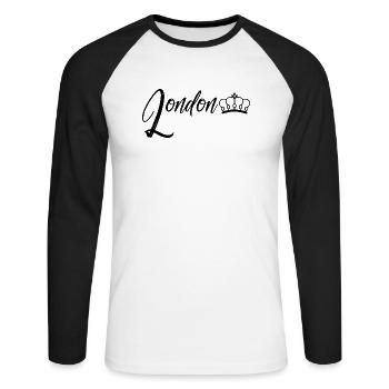 London - Unisex Baseballshirt langarm - Weiß/Schwarz - Vorne - Nik (191cm)