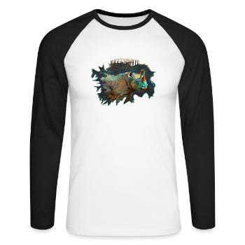 Nashorn - Unisex Baseballshirt langarm - Weiß/Schwarz - Vorne - Nik (191cm)