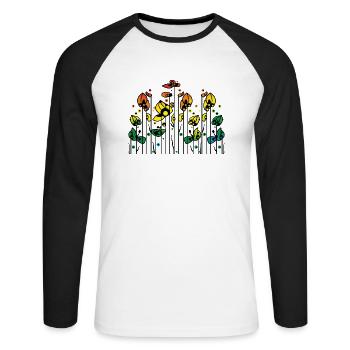 Fleur - T-shirt baseball manches longues Homme - blanc/noir - Devant - Nik (191cm)